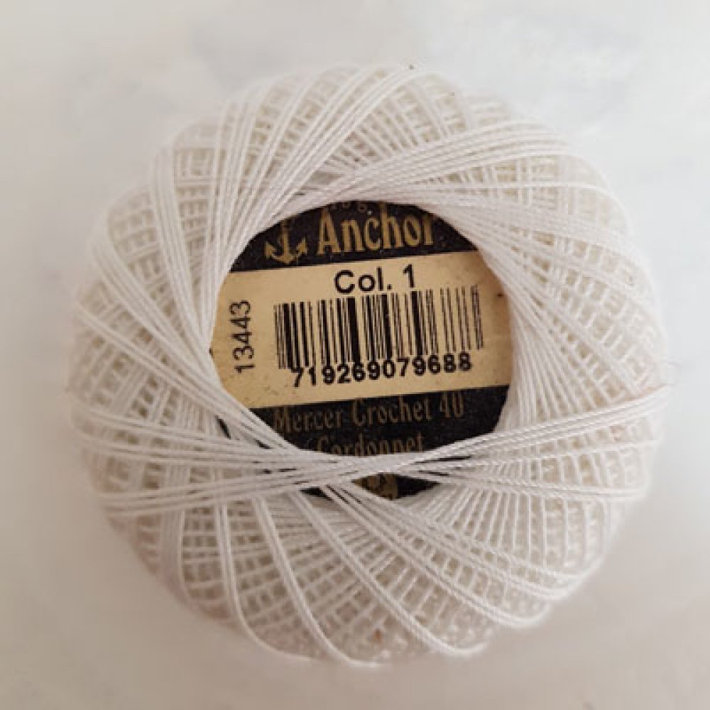 Perline di cotone su rocchetto, Anchor - 10 g Bianco