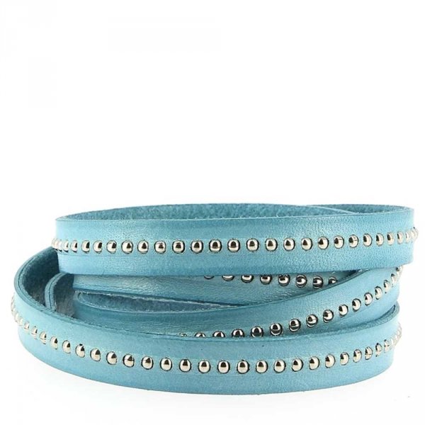 Pelle a palline blu cielo da 10 mm con catena a palline senza nichel da 20 cm