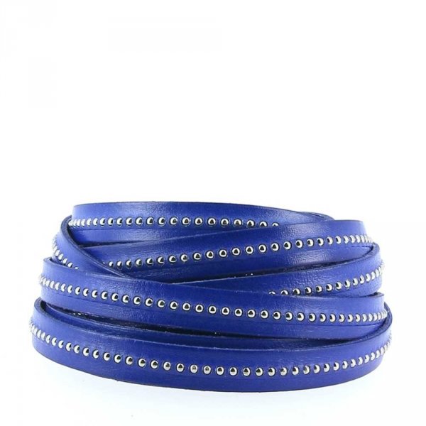 Palla di cuoio cobalto 10 mm con catena a palline nichel free per 20 cm