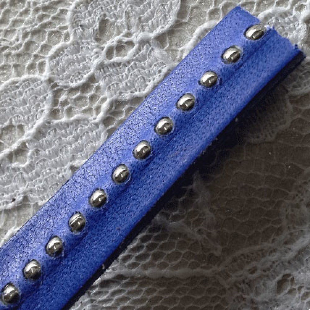 Palla di cuoio cobalto 10 mm con catena a palline nichel free per 20 cm