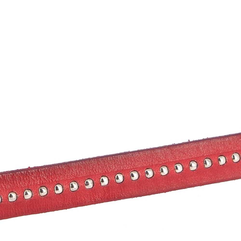 Palla rossa in pelle da 10 mm con catena a palline senza nichel da 20 cm