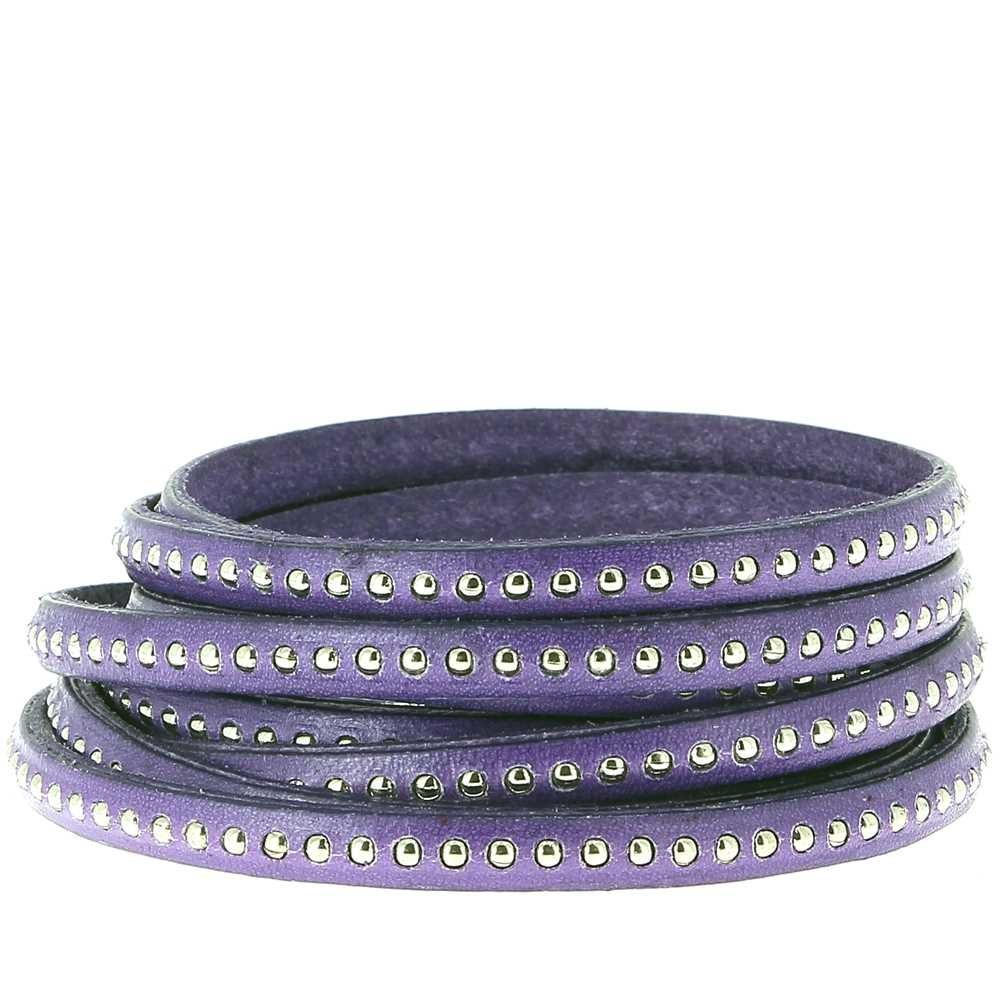 Palla di cuoio Violet 06 mm con catena a palline nichel free per 20 cm