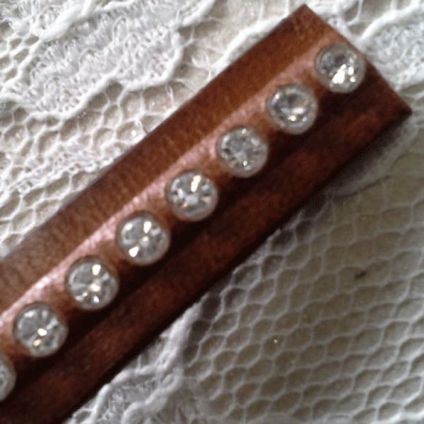 Bruno 10 mm pelle Swarovski strass per 20 cm