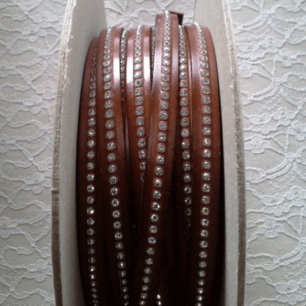 Bruno 10 mm pelle Swarovski strass per 20 cm