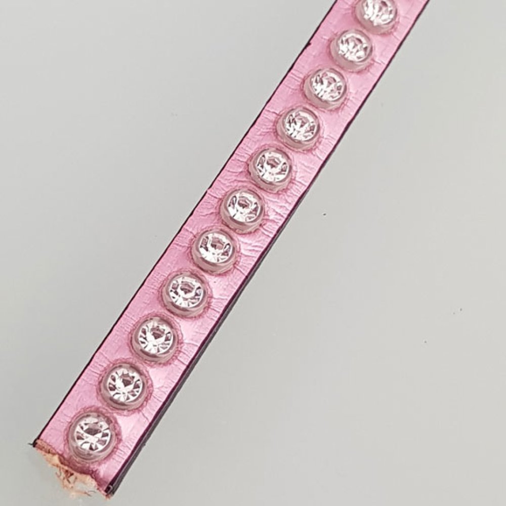 Pelle Specchio Rosa Metallo 06 mm Swarovski Strass per 20 cm