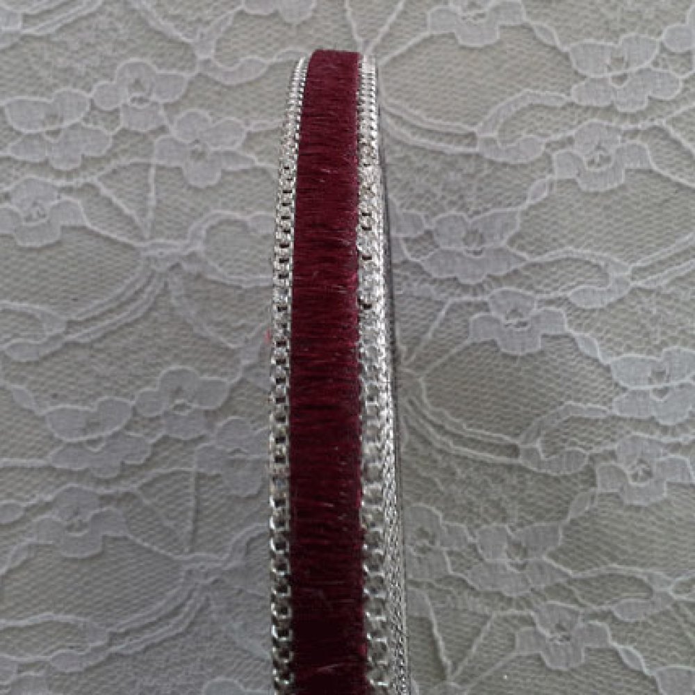 Pelle di vitello piatta Bordeaux 10 mm per 20 cm pelle e catena