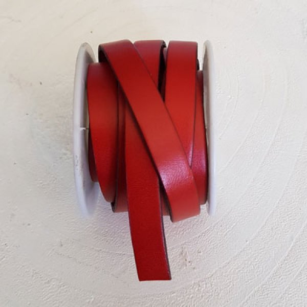 Pelle di vitello rossa piatta N&deg;2 10 mm per 20 cm liscia