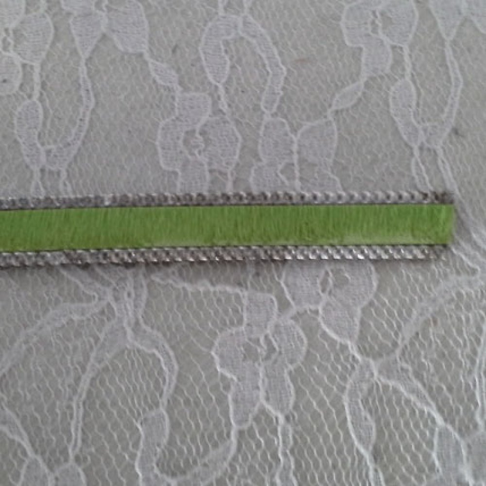 Pelle di vitello piatta verde anice 10 mm per 20 cm pelle e catena