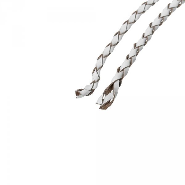Cuir rond tress&eacute; Blanc 03 mm x 2 m&egrave;tres