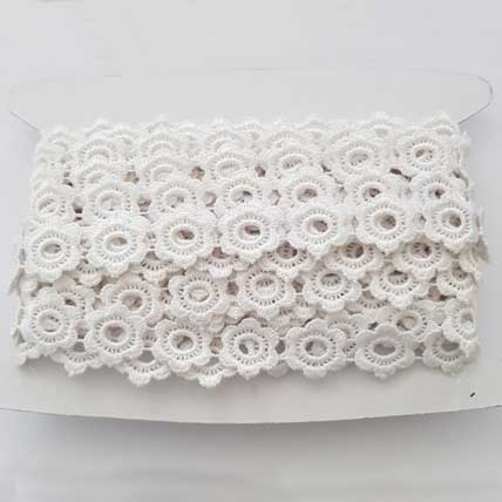 Dentelle Blanc Fleur Ajourée 22 mm N°01