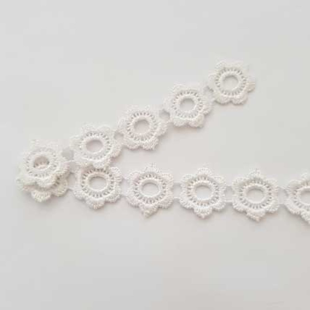 Dentelle Blanc Fleur Ajourée 22 mm N°01