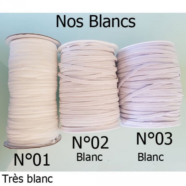 Elastico piatto 5 mm Bianco X 10 Metri N&deg;03