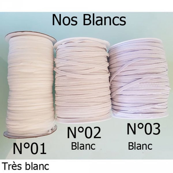 Elastico piatto 5 mm Bianco N&deg;03 X 10 Metri