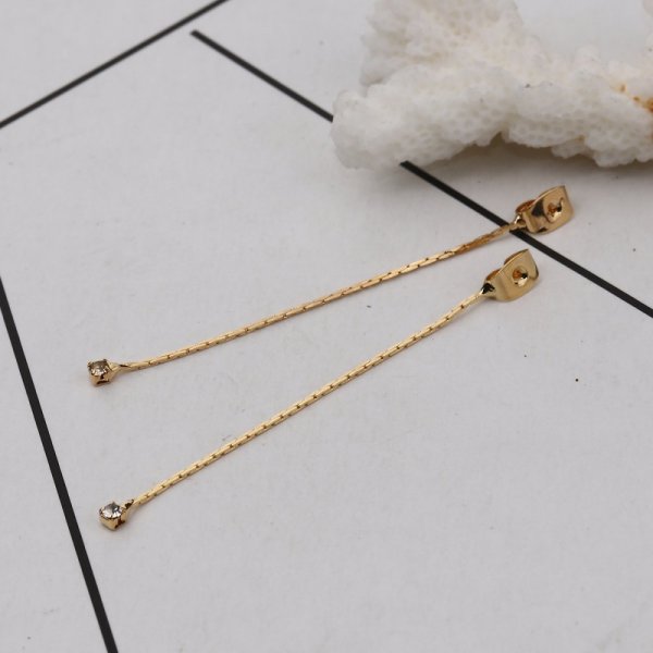 Capocorda di orecchini in vero rame placcato oro N&deg;01 con strass trasparente