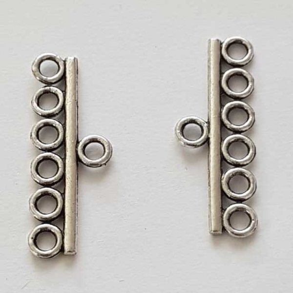 Embout fermoir multi rangs 6 trous Argent N&deg;04