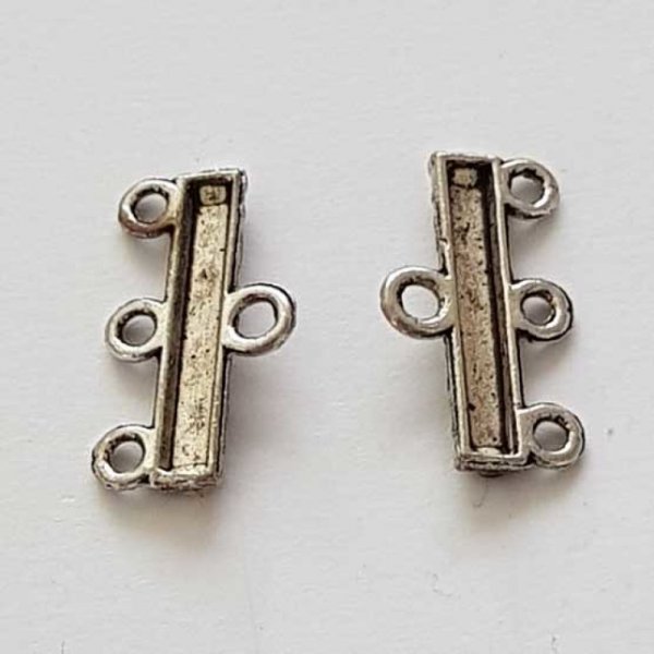 Embout fermoir multi rangs 3 trous Argent N&deg;05