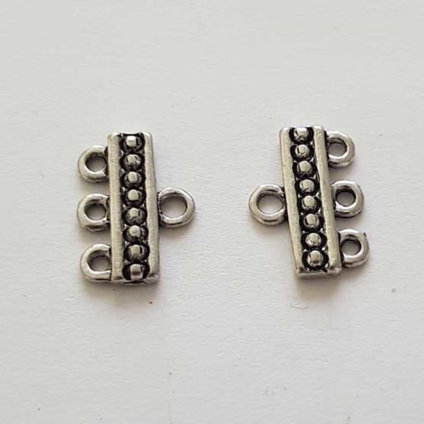 Embout fermoir multi rangs 3 trous Argent N&deg;06