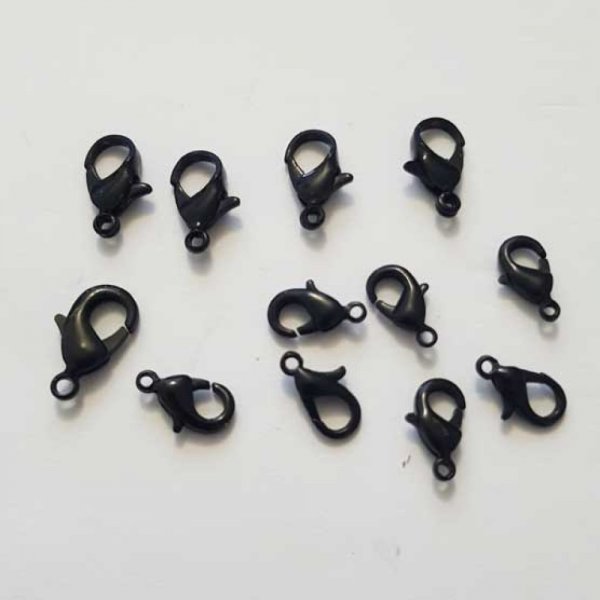 Fermoir Mousqueton Noir Lot 12 Pi&egrave;ces