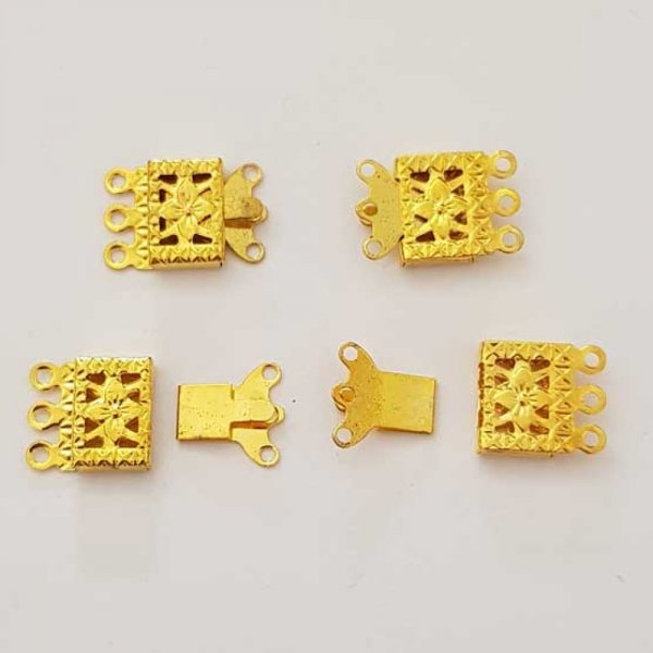 Fermoir rectangulaire Multi-Rangs Dor&eacute; N&deg;04