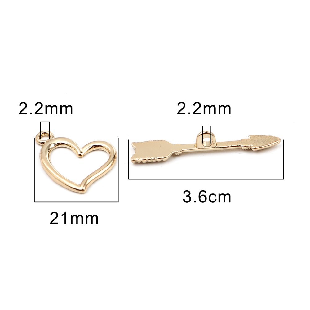 Ganci a scatto placcati oro 16K Design cuore e freccia N°01