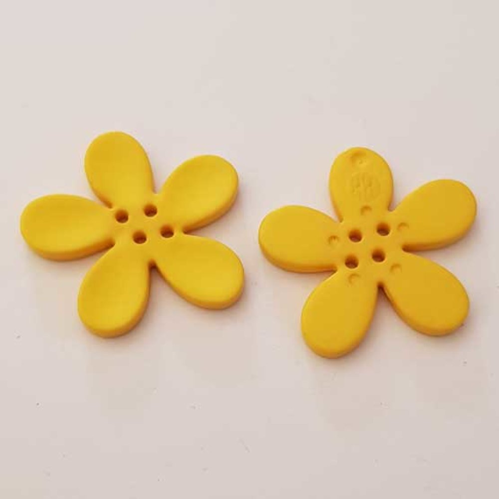 Fleur Orchidée résine 4 trous 40 x 3 mm Jaune