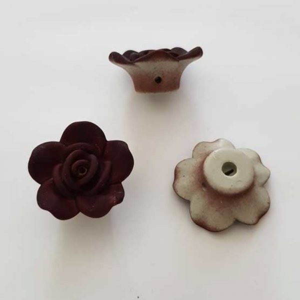 Fleur Rose Givr&eacute; 25 mm Marron Fonc&eacute;