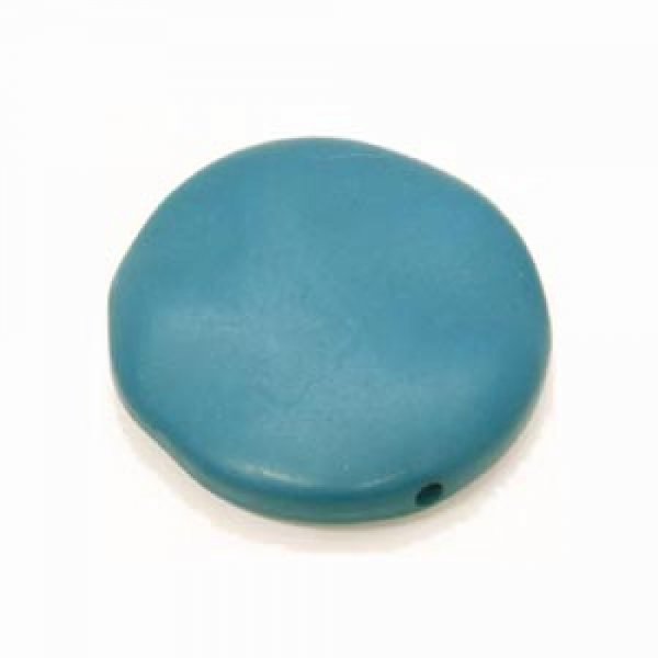 Galet plat r&eacute;sine rond 40 x 10 mm effet cuir Turquoise Fonc&eacute;