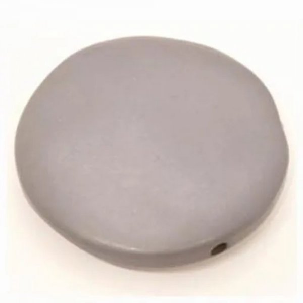 Galet plat r&eacute;sine rond 40 x 10 mm effet cuir Gris Clair