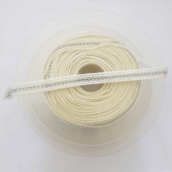 Galon 11 mm Avec Chaine Argent&eacute; Au Centre