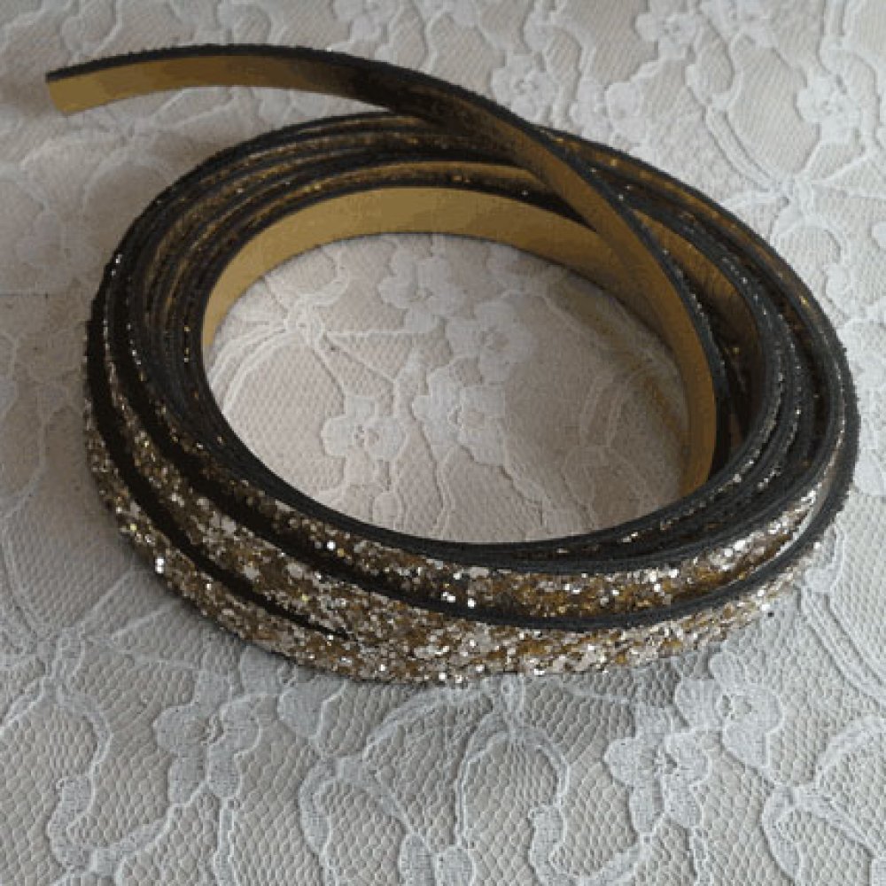 06 mm cinturino in glitter oro con rivestimento in pelle per 20 cm