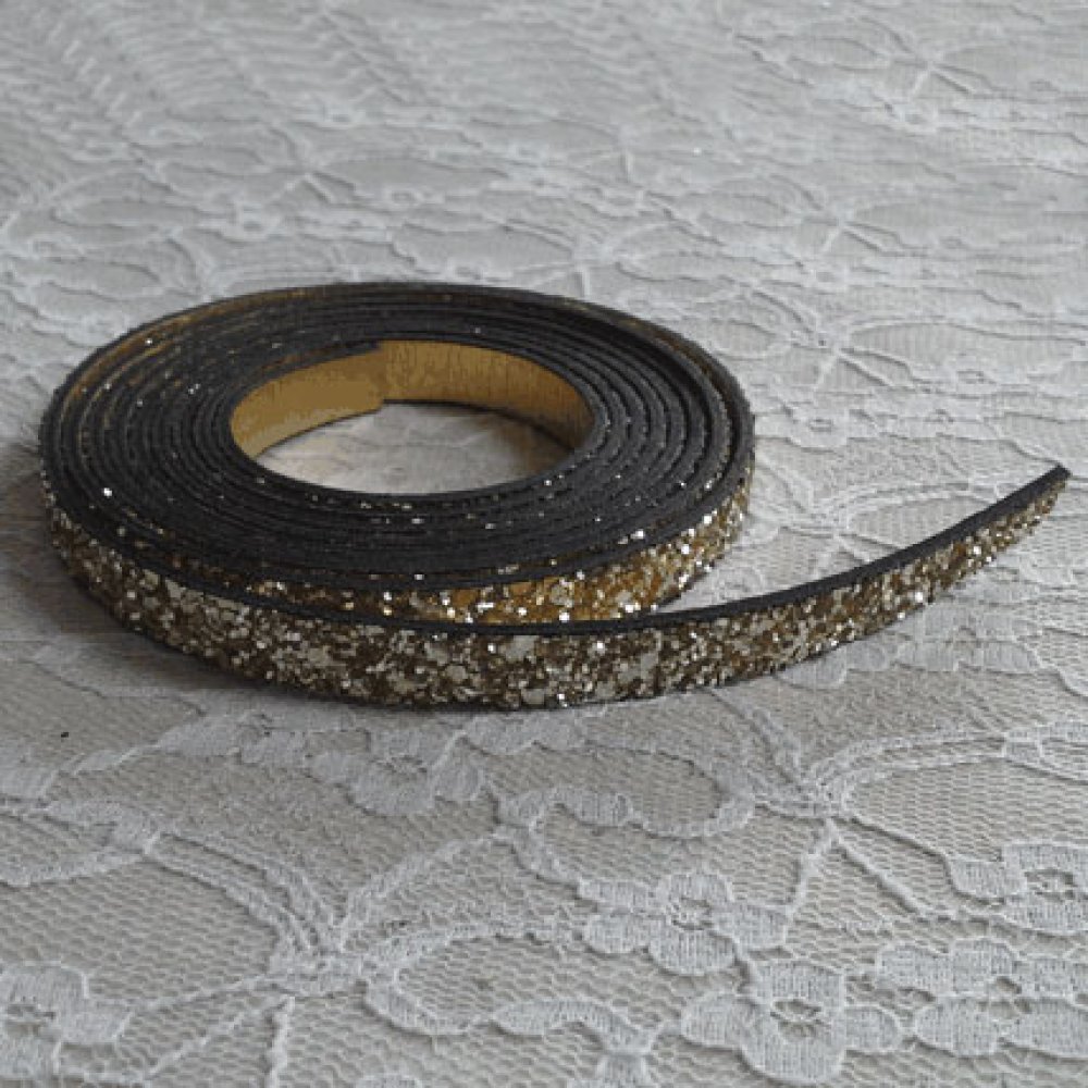 06 mm cinturino in glitter oro con rivestimento in pelle per 20 cm