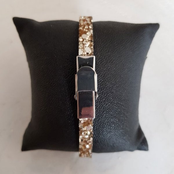 Cinturino glitterato argento 06 mm con fodera in pelle per 20 cm