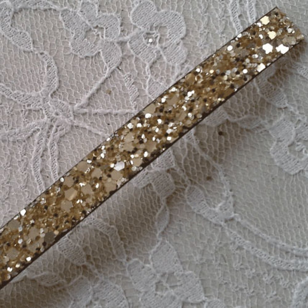 Cinturino in glitter oro da 10 mm con rivestimento in pelle per 20 cm