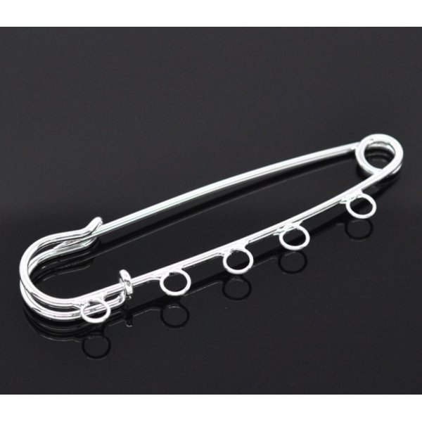 Set di 20 spille da infermiera in argento a 5 anelli 70x20 mm N&deg;004