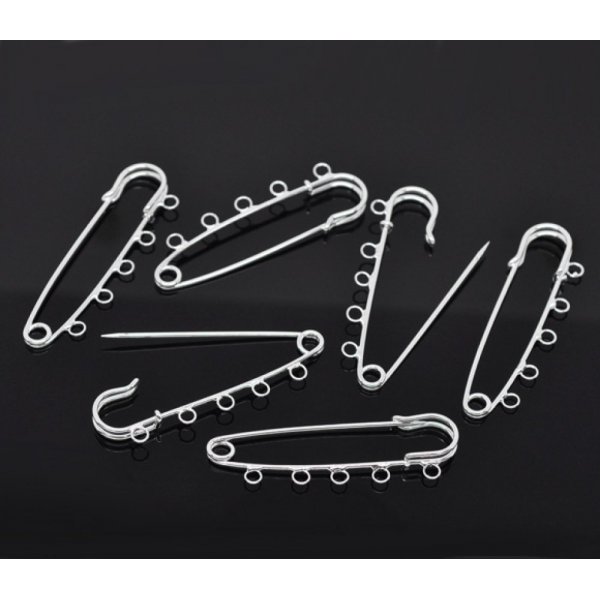 Set di 20 spille da infermiera in argento a 5 anelli 70x20 mm N&deg;004