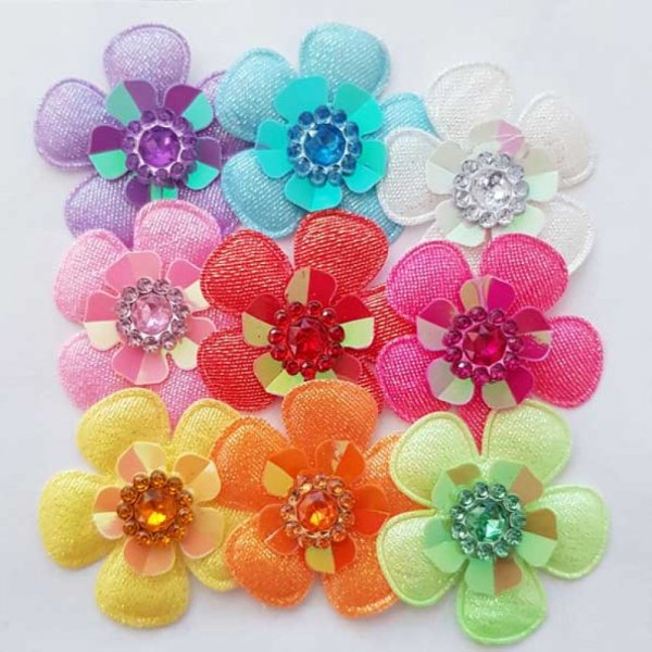 Lotto 9 fiori 5 petali Tessuti N&deg;01