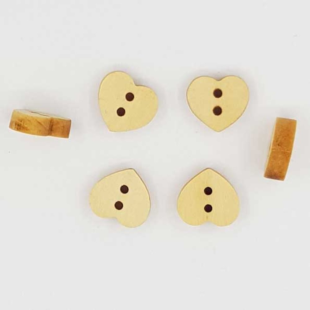 Lot de 10 boutons bois cœurs N°01