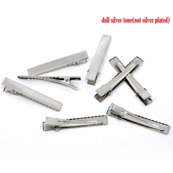 Set di 10 clip a coccodrillo - Argento 56 mm x 8 mm