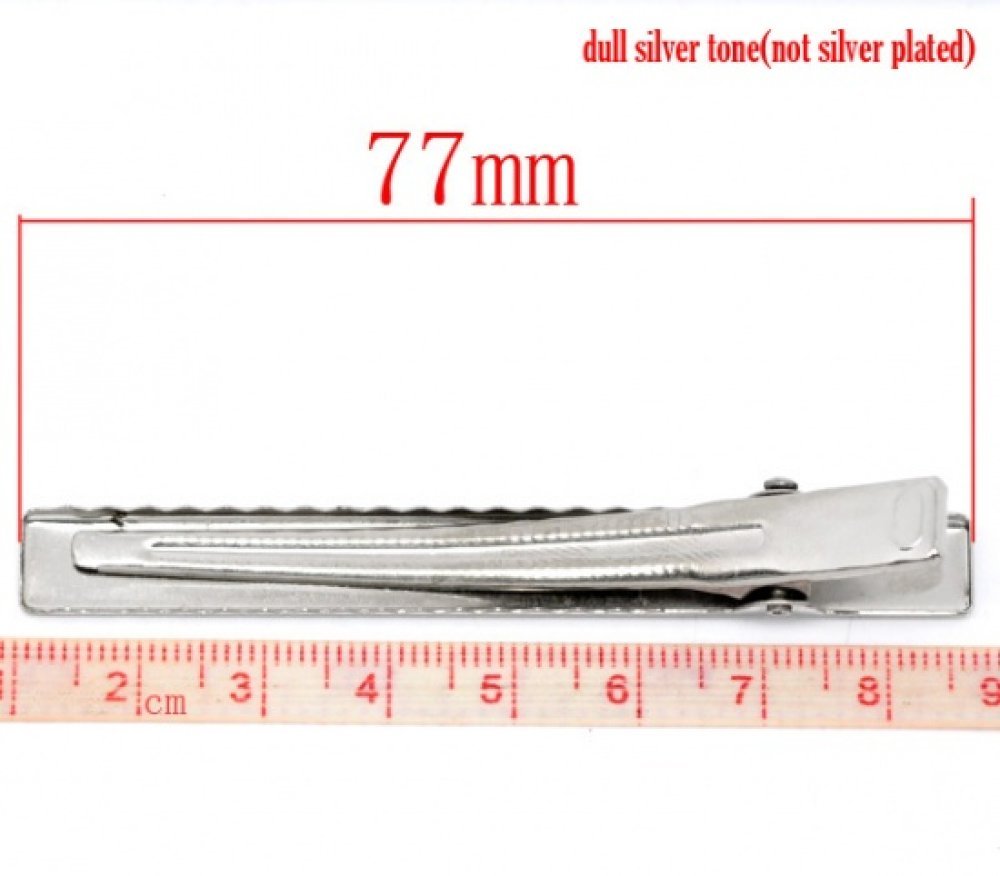 Confezione da 10 clip a coccodrillo - Argento 75 mm x 9 mm