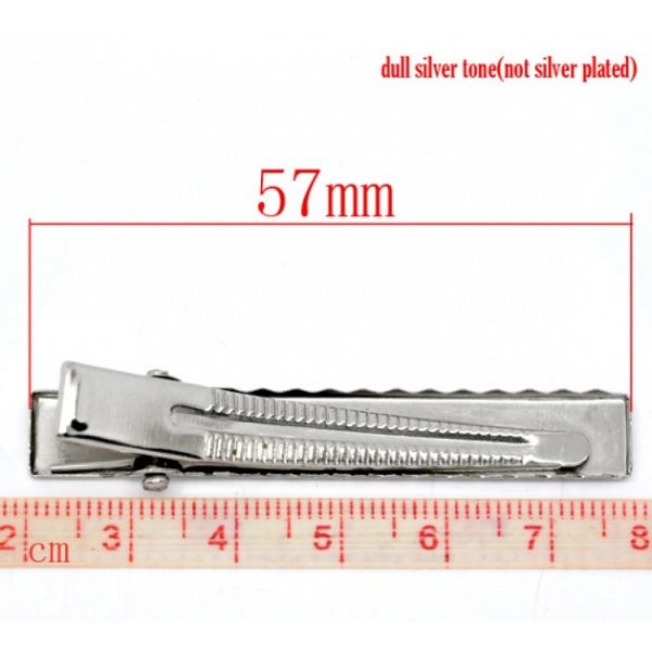 Set di 20 clip a coccodrillo - Argento 56 mm x 8 mm