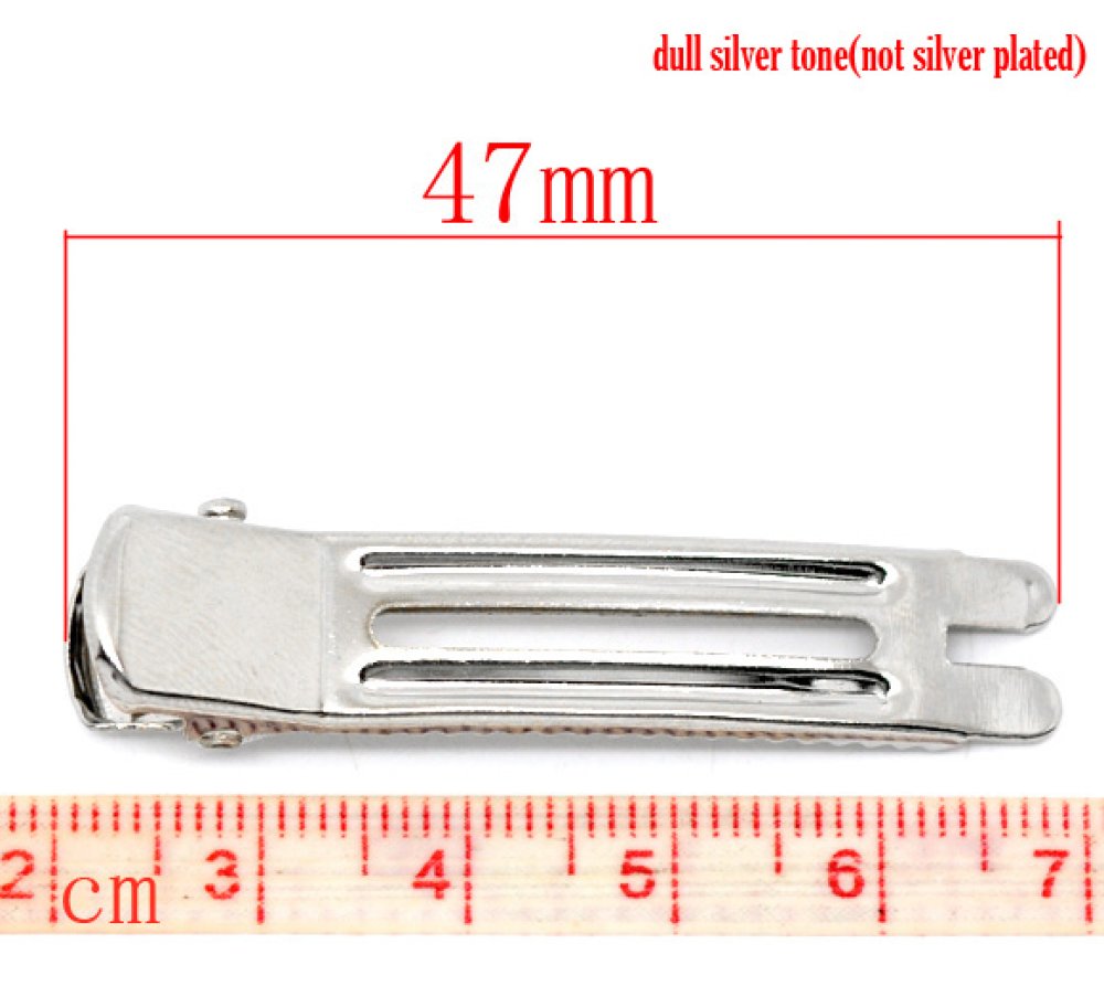 Set di 30 clip a coccodrillo - argento 47 mm x 12 mm.
