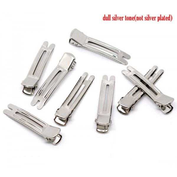 Set di 30 spille per capelli in coccodrillo - colore argento 47 mm x 12 mm.