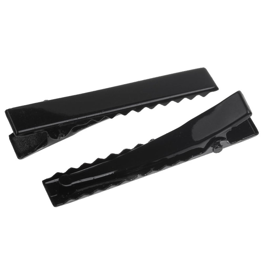 Lot de 50 pinces barrettes Crocodiles - Couleur Noir 46 mm x 7 mm.