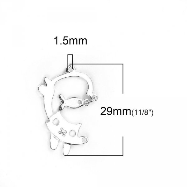 Confezione da 5 Charms per gatti in lega di zinco n. 3 Gatto pesce argento 29 mm x 19 mm