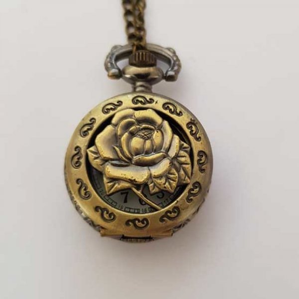 Flower 03 Orologio Gousset in bronzo antico con catena