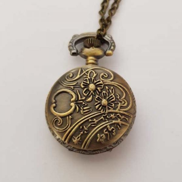 Flower 03 Orologio Gousset in bronzo antico con catena