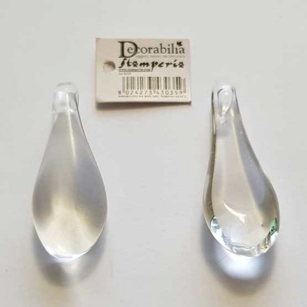 Pendentif N&deg;006 Goutte En Verre Transparent Stamperia