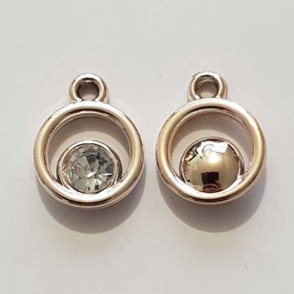 Pendentif en plastique et strass acrylique rond N&deg;04 blanc