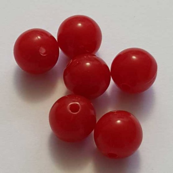 Perle Acrylique Ronde 10 mm Rouge 01 x 1 Pi&egrave;ce