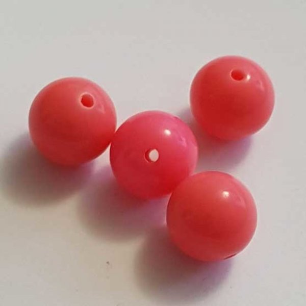 Perle Acrylique Ronde 16 mm Rose 01 Lot de 4 pi&egrave;ces